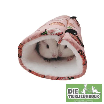 Kuschel-Tunnel für Kleintiere – Plüschnest für Frettchen im Blumen-Design - Tierbedarf