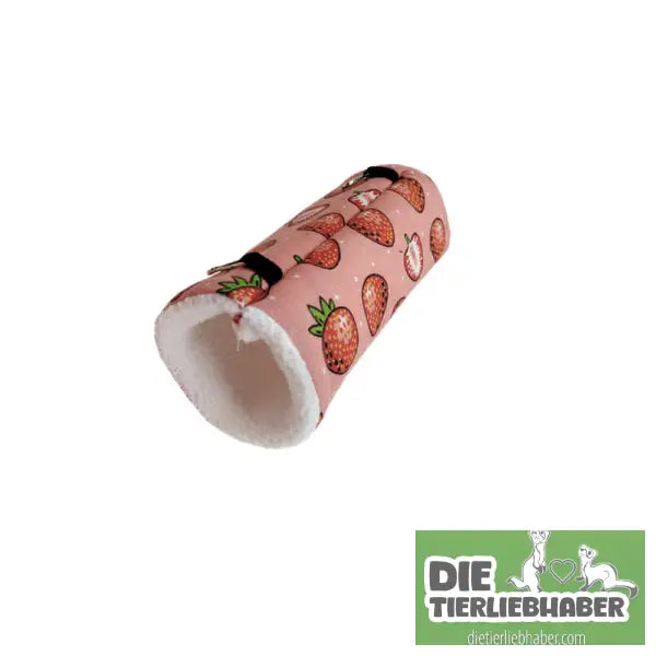 Kuschel-Tunnel für Kleintiere – Plüschnest für Frettchen im Blumen-Design - Large 27X12CM / Strawberry - Tierbedarf