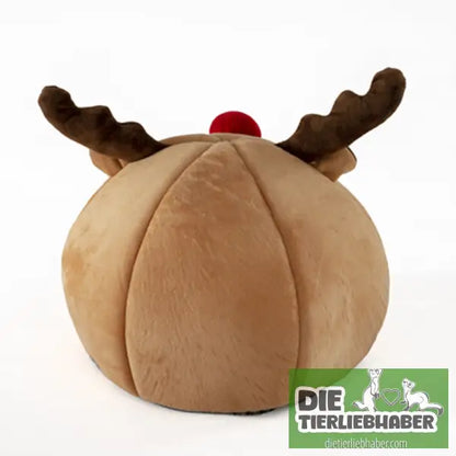 Kuschelhöhle im Rentierdesign - Flauschiger Liegeplatz für Hund Katzen F