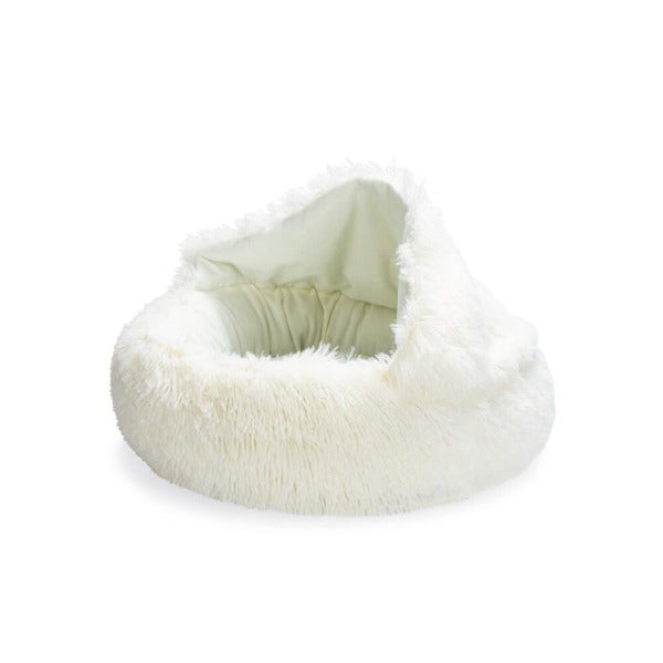 Beeztees Puppy Kuschelhöhle Kiki in Creme – weiches Welpenbett mit integriertem Schlafsackbereich.