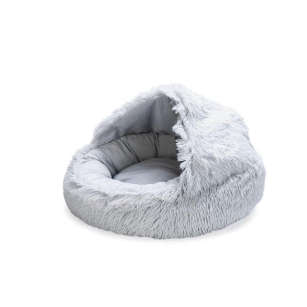 Beeztees Puppy Kuschelhöhle Kiki in Grau – weiches Welpenbett mit Schlafsackfunktion