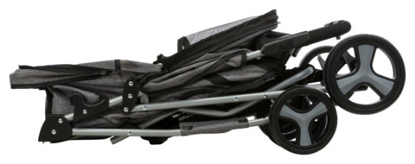 Trixie Buggy für Hunde mit vier Rädern, gefederten Vorderrädern, Belüftungsnetzen und gepolstertem Innenkissen.