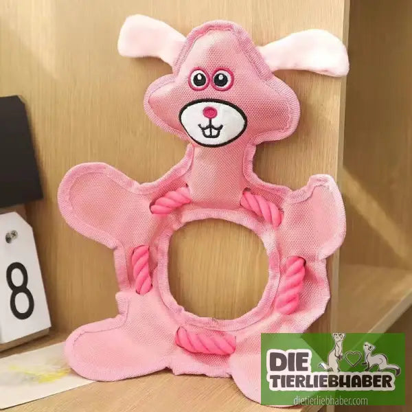 Plüsch-Haustierspielzeug für große mittlere und kleine Hunde - Round Rope Pink Rabbit / 33x25CM - Kauspielzeug für Hunde