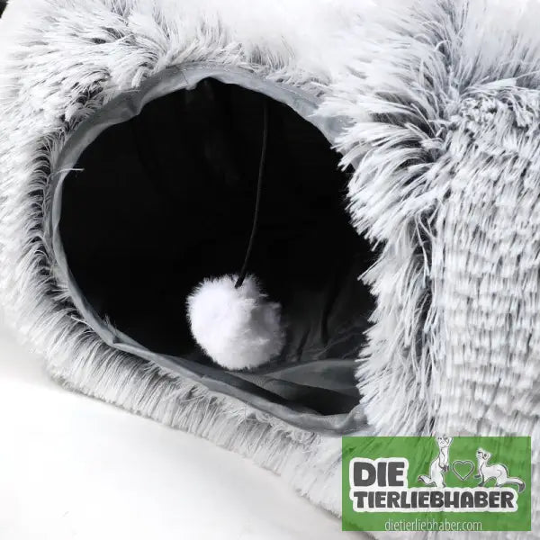 Plüschiges warmes Katzenbett mit Tunnel für Hauskatzen - Color - Flauschiger Liegeplatz für Hund Katzen F