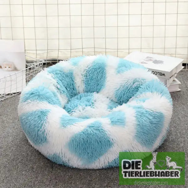 Plüschkissen für Tiere (60 cm Durchmesser) - geometric blue / 60cm - Schlafplatz