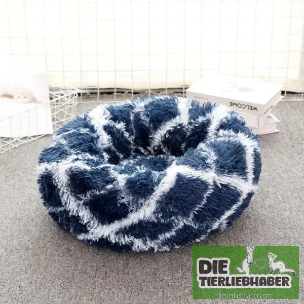 Plüschkissen für Tiere (60 cm Durchmesser) - geometric blue / 60cm - Schlafplatz