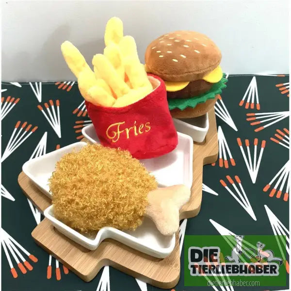 Pommes-Frites-Burger-Haustier-Plüsch-Soundspielzeug - Kauspielzeug für Hunde