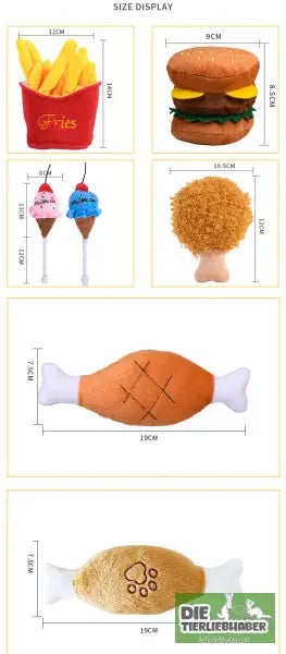 Pommes-Frites-Burger-Haustier-Plüsch-Soundspielzeug - Kauspielzeug für Hunde