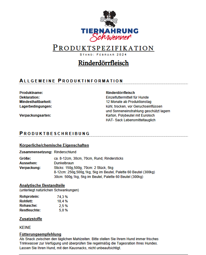 Rinderdörrfleisch 8 - 12 cm