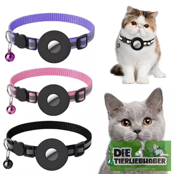 Reflektierendes wasserdichtes Nylon-Halsband mit Schutzhalter für Apple AirTag - Katzenhalsband