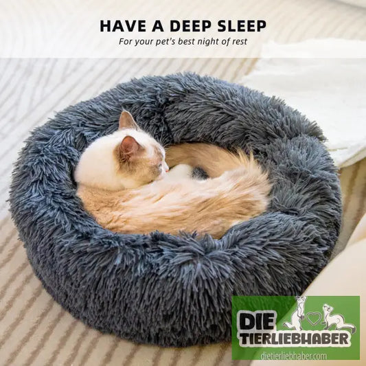 Rundes plüschiges Haustierbett - Flauschiger Liegeplatz für Hund Katzen F
