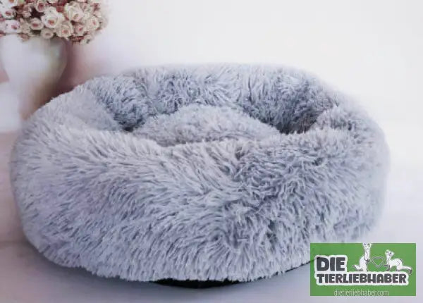 Rundes plüschiges Haustierbett - Light Grey / 15.7X7.9inch - Flauschiger Liegeplatz für Hund Katzen F