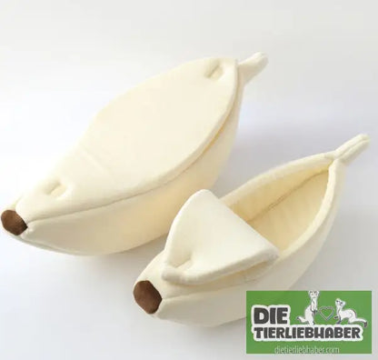 Schlafhöhle in Bananenform - Beige L - Kuschelhöhle für kleine Hunde Katzen Fre