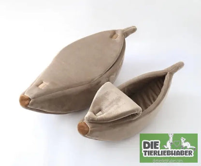 Schlafhöhle in Bananenform - Brown L - Kuschelhöhle für kleine Hunde Katzen Fre