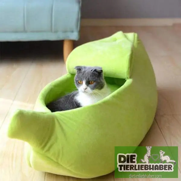 Schlafhöhle in Bananenform - Green L - Kuschelhöhle für kleine Hunde Katzen Fre