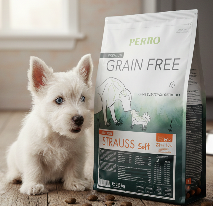 PERRO Grain Free Adult Mini Strauß Soft - Trockenfutter für Hunde