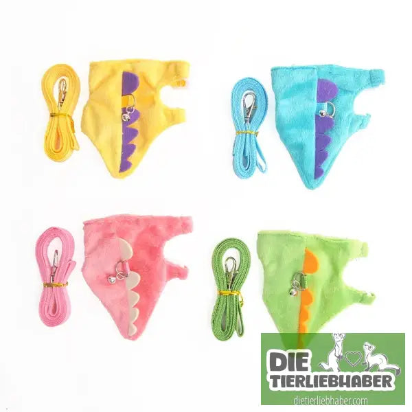 Süßes Frettchen-Geschirr mit Leine – Dino-Look bequem & verstellbar - Haustierbedarf