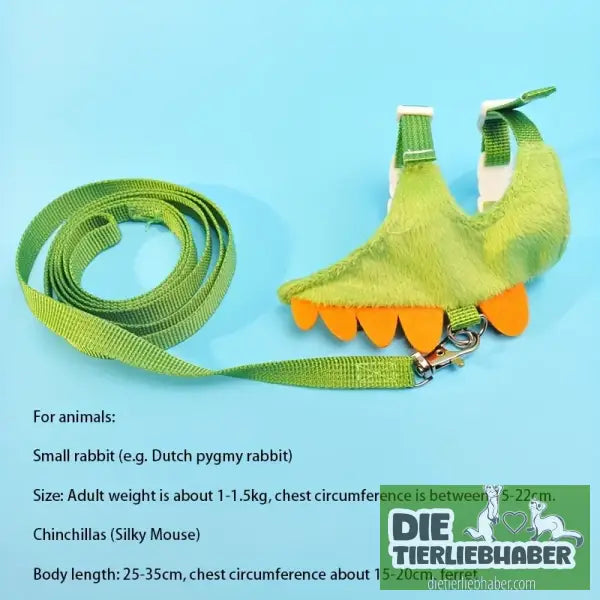Süßes Frettchen-Geschirr mit Leine – Dino-Look bequem & verstellbar - Haustierbedarf
