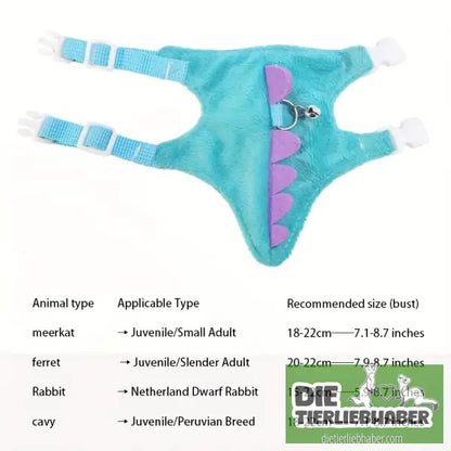 Süßes Frettchen-Geschirr mit Leine – Dino-Look bequem & verstellbar - Haustierbedarf