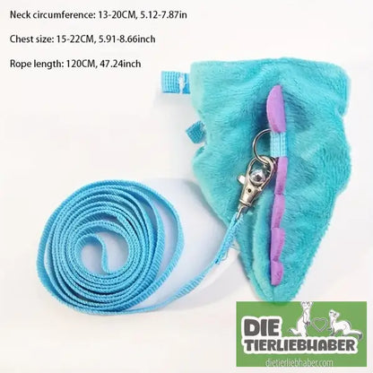Süßes Frettchen-Geschirr mit Leine – Dino-Look bequem & verstellbar - Blue - Haustierbedarf