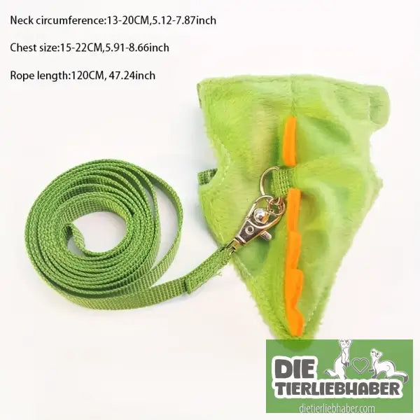 Süßes Frettchen-Geschirr mit Leine – Dino-Look bequem & verstellbar - Green - Haustierbedarf