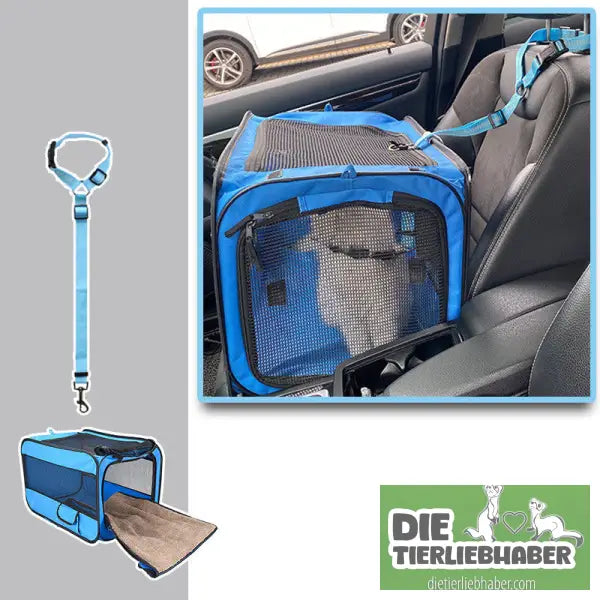 Tragbare Haustier-Transporttasche - Blue / With pet safety belt / S - Transport