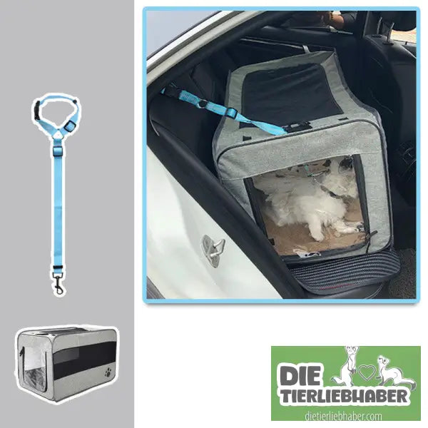 Tragbare Haustier-Transporttasche - Grey / With pet safety belt / M - Transport