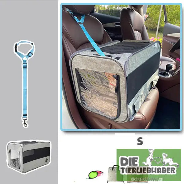 Tragbare Haustier-Transporttasche - Grey / With pet safety belt / S - Transport