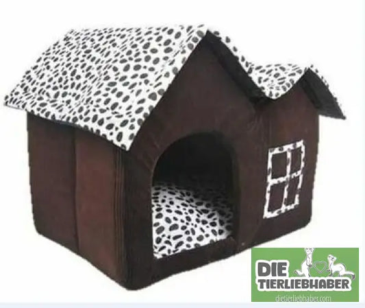 Warme Hundehütte - 55x40x42cm - Flauschiger Liegeplatz für Hund Katzen F