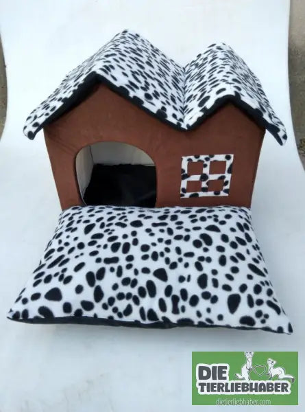 Warme Hundehütte - 55x40x42cm - Flauschiger Liegeplatz für Hund Katzen F