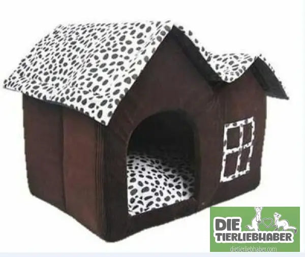 Warme Hundehütte - 55x40x42cm - Flauschiger Liegeplatz für Hund Katzen F