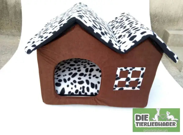 Warme Hundehütte - 55x40x42cm - Flauschiger Liegeplatz für Hund Katzen F