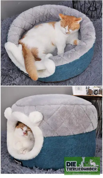 Warme Katzen- Hunde- und Kleintierhöhle - Flauschiger Liegeplatz für Hund Katzen F