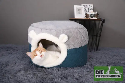 Warme Katzen- Hunde- und Kleintierhöhle - Flauschiger Liegeplatz für Hund Katzen F