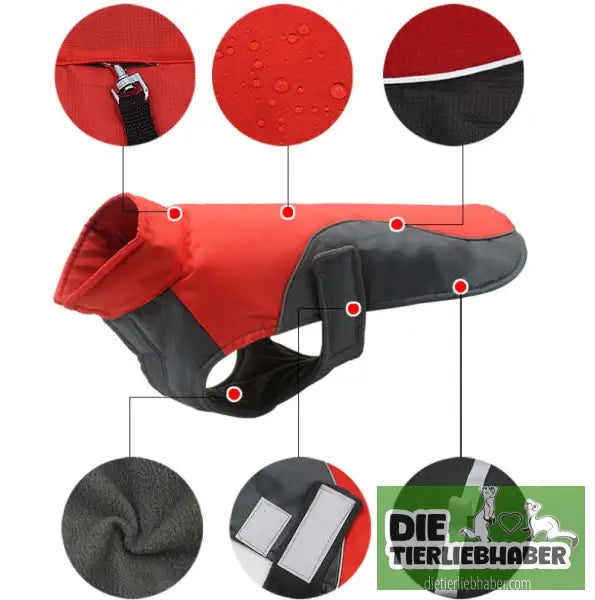 Wasserdichte reflektierende Jacke für große Hunde - Hunde und Katzenkleidung
