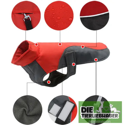 Wasserdichte reflektierende Jacke für große Hunde - Hunde und Katzenkleidung